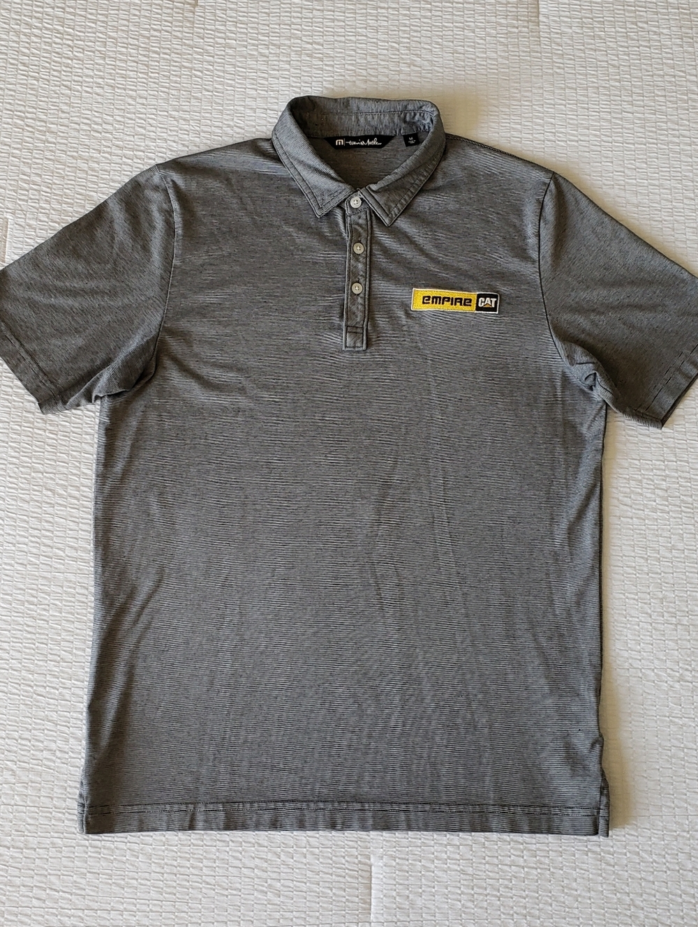 NWOT! TRAVIS MATHEW Men's Empire Cat Logo Pima Cotton Golf Polo Shirt (M) Gray